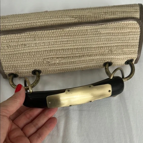 Jalda Sophisticated Tan and Brown Clutch with Woven Texture - Picture 3 of 11